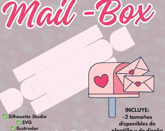 Mailbox, 2 sizes of cutting and design template for a mailbox-shaped box, in SVG, Silhouette studio, AI, and PNG formats.