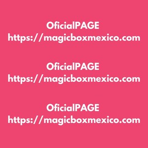 May include: White text on a pink background reads "OfficialPAGE https://magicboxmexico.com" repeated three times.