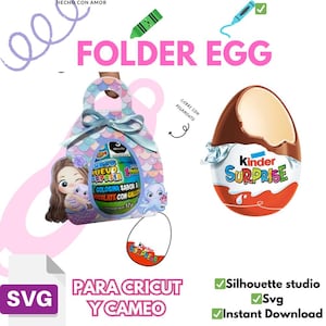 Kinder Egg Box svg,ai y dxf silhouette studio, plantilla en blanco lista para crear tu diseño, incluye 5 digitalpapers y 16cliparts d Pascua