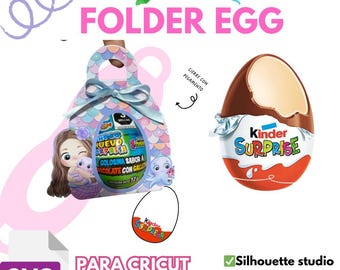 Scatola per uova Kinder SVG, AI e DXF Silhouette Studio, modello vuoto pronto per creare il tuo design, include 5 documenti digitali e 16 clipart pasquali