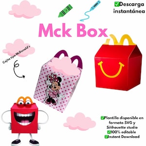 McDonald Box disponibile in formato SVG e Silhouette Studio, modello modificabile per negozio di dolciumi