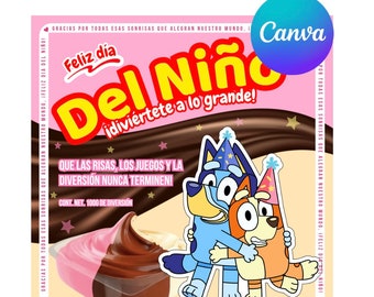 Template giant duvalin Children's Day, party favors, sweet events, 100% editable in name, colors, images