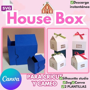House Box, eine Schnittvorlage für eine hausförmige Box für Canva, Cricut und Cameo, ideal zum Personalisieren und Dekorieren für Weihnachten.