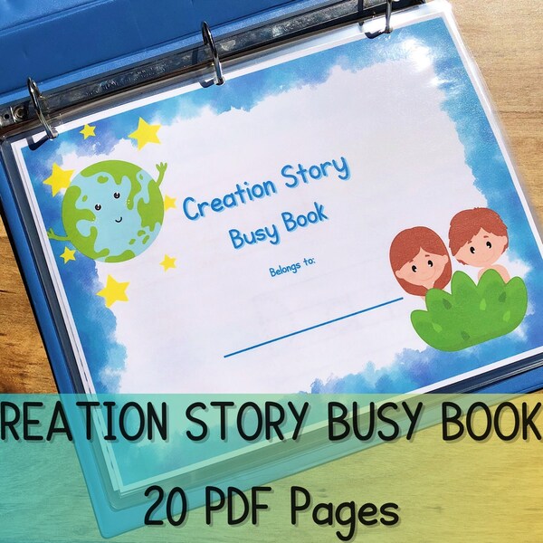 Creation Story Busy Book Toddler Printable Preschool Activities Christian Homeschool Bible lessons Quiet Book Learning Binder busy binder