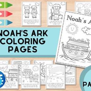 Noah's Ark Coloring Pages Preschool Activities Christian Homeschool Bible lessons Toddler worksheet coloring sheets Sunday school lessons