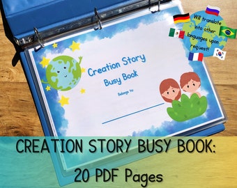 Creation Story Busy Book Toddler Printable Preschool Activities Christian Homeschool Bible lessons Quiet Book Learning Binder busy binder