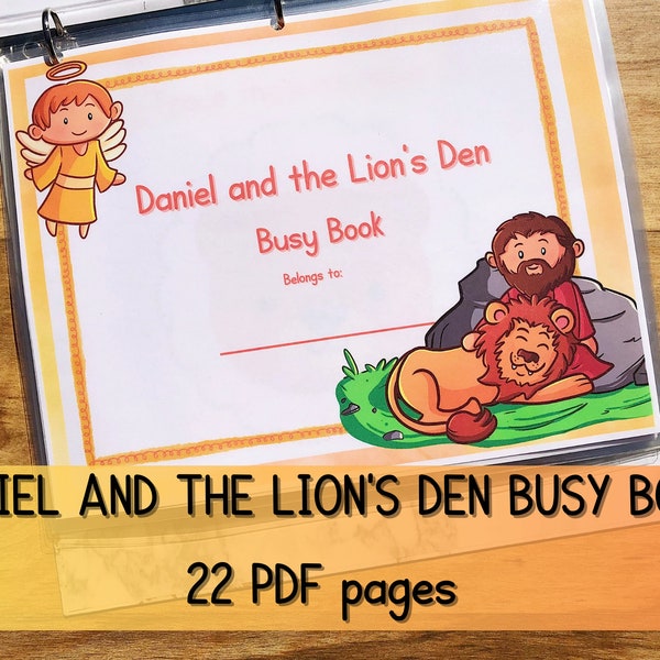 Daniel and the Lion's Den Busy Book Toddler Printable Preschool Activities Christian Homeschool Bible lessons Fun Quiet Book Busy Binder