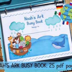 Noah&#39;s Ark Busy Book Toddler Printable Preschool Activities Christian Homeschool Bible lessons Fun Quiet Book Learning Binder Busy Binder