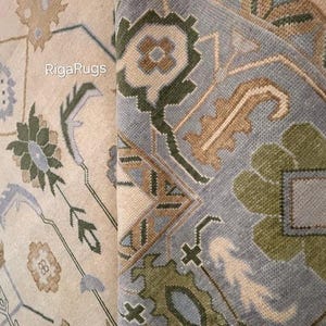 Handmade Wool Oushak Rug: Contemporary Beige Grey Turkish Rug