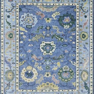 Exquisite Lt. Blue Oushak Hand Knotted Rug 4x6, 5x8, 6x9, 8x10, 9x12, 10x14 ft Handmade Rugs for Living Room - Antique Contemporary rug