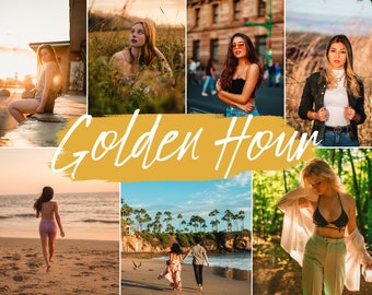 35 ajustes preestablecidos de Lightroom de la hora dorada para dispositivos móviles y de escritorio | Filtros de la hora dorada | Boda de verano cálida | Instagram, Influencer, Blogger Preset