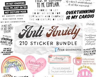 Goodnotes Stickers, Digital Planner Stickers, Mental Health, Pre-cropped Stickers, Positive Affirmations, Anti Anxiety, Affirmation Stickers