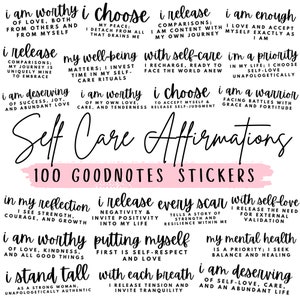 Goodnotes Stickers, Self Love, Self Care, Precropped Stickers, Planner Stickers, Minimalist Stickers, Mental Health, Affirmation Stickers