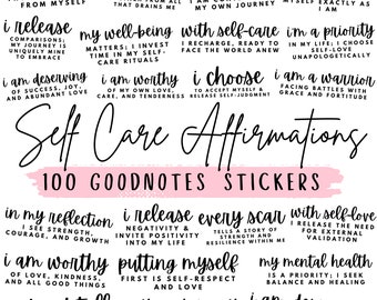 Goodnotes Stickers, Self Love, Self Care, Precropped Stickers, Planner Stickers, Minimalist Stickers, Mental Health, Affirmation Stickers
