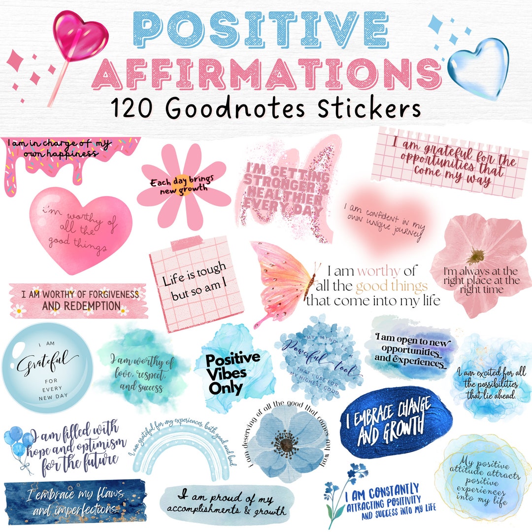 Goodnotes Stickers, Planner Stickers, Positive Affirmations, Precropped ...