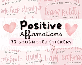 Goodnotes Stickers, Positive Affirmations, Digital Planner Stickers, Precropped Stickers, Affirmation Stickers, Mental Health, Self Care