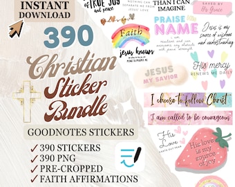 Goodnotes Stickers, Affirmation Stickers, Digital Stickers Goodnotes, Sticker Bundle, Precropped Stickers,Christian,Digital Planner Stickers