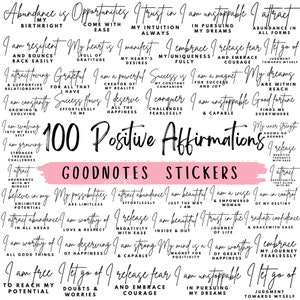 Adesivi Goodnotes, affermazioni positive, adesivi per pianificatori digitali, adesivi pretagliati, adesivi di affermazione, salute mentale, cura di sé