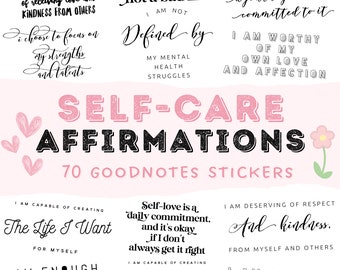 Goodnotes Stickers, Positive Affirmation, Affirmation Stickers, Precropped Stickers, Self Care, Mental Health, Digital Planner Stickers PNG