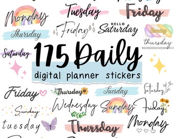 Goodnotes Stickers, Digital Planner Stickers, Digital Stickers, Precropped Stickers, Days Of The Week, Everyday, Daily Digital Stickers