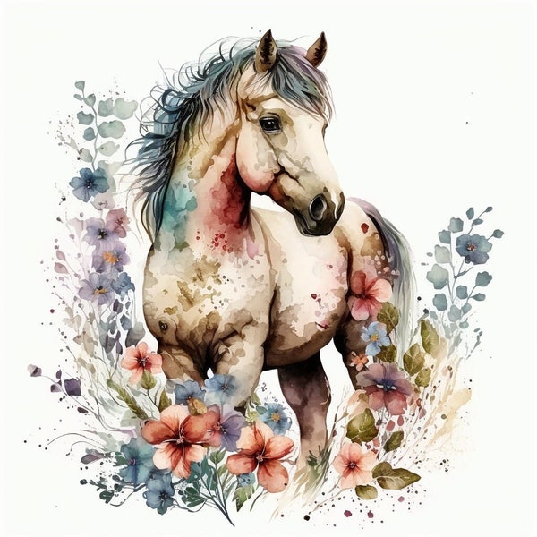 Horse Watercolor Clipart Nursery Decor Baby Pony Clipart Cute Baby Animal Watercolor Horse Watercolor Wall Decor DIGITAL DOWNLOAD