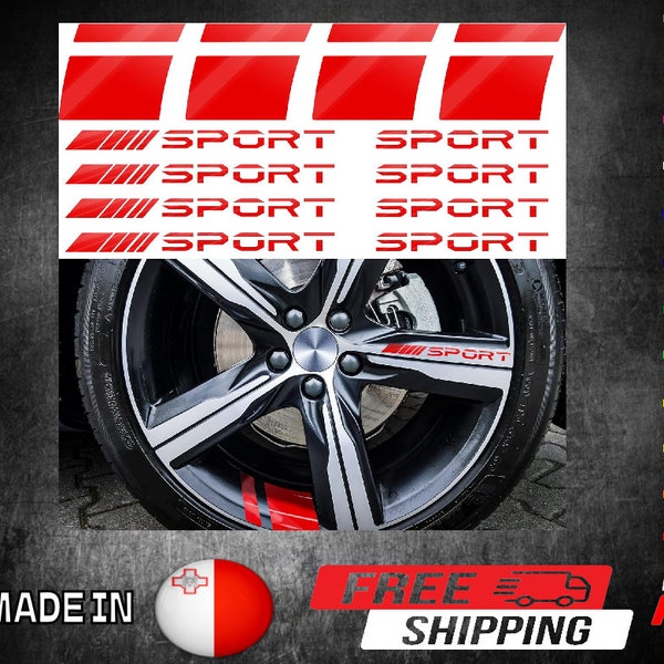 12 Pcs Wheel Rim Decal Stripes Set Sport Emblem Reflective Stickers, Auto Racing Sport Logo Decals Waterproof Wheel Stripe Car Rim Stripes