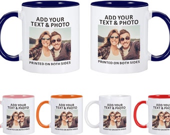 Custom Printed Premium Colour Inner & Handle Mug - 11oz - Personalised Image Photo Logo Birthday Gift Business Band Promotional Mugs