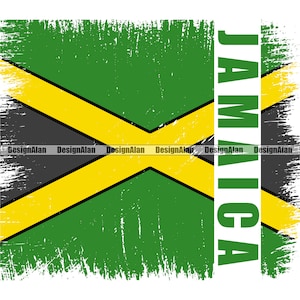 Jamaica Jamaican Reggae Rasta Rastafarian Rastafari Distressed Torn Ripped Rip Flag Text Pride Tattoo Color Design Element SVG PNG JPG Cut