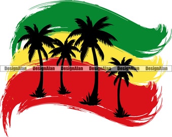Reggae Rasta Jamaica Jamaicaanse Rastafari Rastafari Flag Island Palm Tree Vakantie Reizen Muziek Trots Kleur Cute Design JPG SVG PNG Cut File