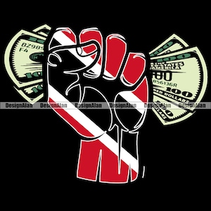 Trinidad And Tobago Trinidadian Flag Hand Grabbing Money Hustle Hustling Rich Proud Caribbean Tattoo Color Design Element SVG PNG JPG Cut