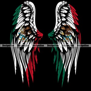 Mexico Mexicaanse engel vleugels vlag veer vrijheid Spaans Latino Spaans land trots Tattoo kleur ontwerp Element Art SVG PNG JPG bestand knippen