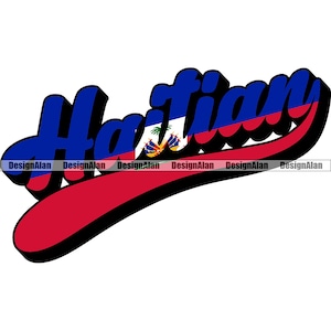 Haiti Haitian Creole Flag Cursive Swoosh Sport Text Island Ethnic Proud Caribbean Country Tattoo Color Design Element SVG PNG JPG Cut File