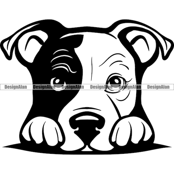 American Pit Bull Terrier Peeking Dog Smiling Puppy Face Pet Breed