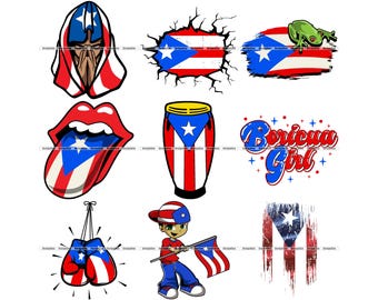 Puerto Rico Flag SVG Bundle: Boricua Pride Clipart Designs (Digital Download)