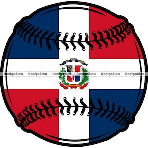 Dominican Republic Flag Baseball Sports Game Player Team Proud Spanish Latino Hispanic Country Tattoo Logo Color Design SVG PNG JPG Cut File