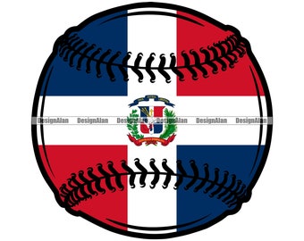 Dominicaanse Republiek Vlag Honkbal Sport Spel Speler Team Trots Spaans Latino Hispanic Land Tattoo Logo Kleur Ontwerp SVG PNG JPG Cut File