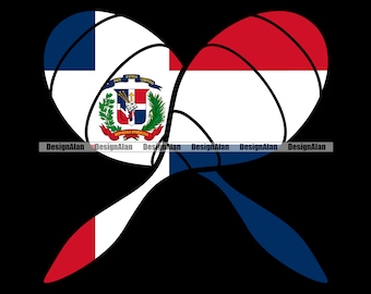Bandiera della Repubblica Dominicana Maracas Strumento musicale Isola dei Caraibi Spagnolo Latino Ispanico Dominicano Tatuaggio Logo Colore Design SVG PNG Taglio