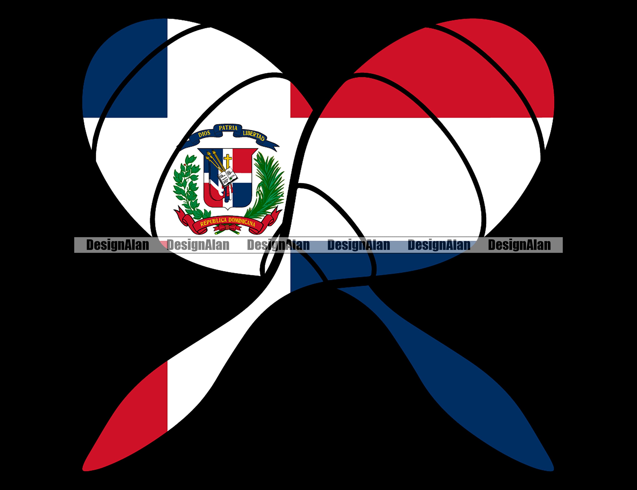 Dominican Republic Flag Maracas Music Instrument Caribbean Island