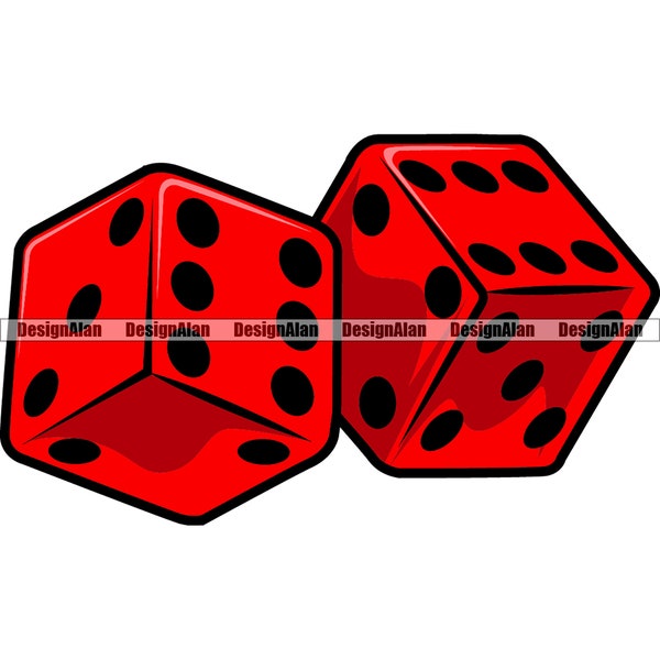 Red Dice Game Gamble Cube Gambling Gambler Casino Winner Chance Luck Lucky Risk Play Bet Betting Las Vegas Art Color Design JPG SVG PNG File