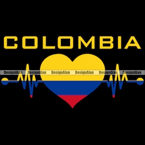Colombie battement de coeur coeur amour ethnique ECG vague fier texte espagnol Latino hispanique colombien pays tatouage Logo couleur Design SVG PNG coupe fichier