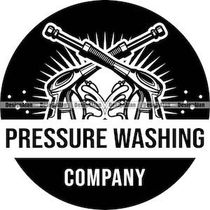 Hochdruckwäsche Firma Emblem Geschäft Haus Hause Sauberes Wasser Reinigung Waschmaschine Maschine Service Arbeiter Logo Design Element JPG PNG SVG Cut