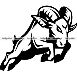 Ram School Mascot Sports Team Fantasy League Cartoon Character Body Jumping Wild Animal Vector Logo Art Design Element JPG PNG SVG Cut File