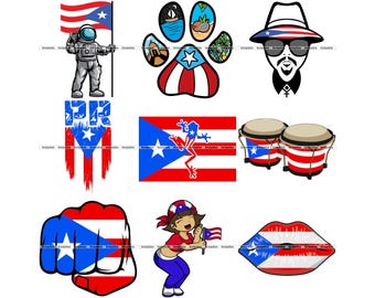 Puerto Rico Flag SVG Bundle: Puerto Rican Pride Clipart, Cricut & Sublimation Designs (Digital Download)