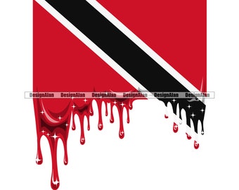 Trinidad en Tobago Trinidadiaanse vlag Sparkle Drip glanzende druipende land Caribische trots Tattoo kleur ontwerpelement SVG PNG JPG bestand knippen
