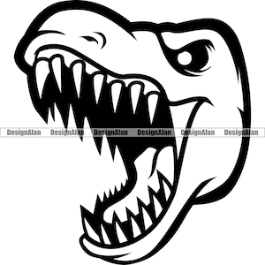 Tyrannosaurus Rex T-Rex Mascot Dinosaur Head Dino Prehistoric Reptile Angry Growling Predator Monster Wild Animal Vector Design PNG SVG Cut
