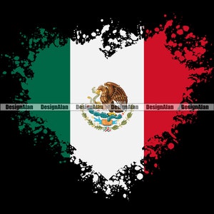 Mexico Mexican Flag Heart Paint Splatter Splash Proud Spanish Latino Hispanic Country Tattoo Logo Color Design Element SVG PNG JPG Cut File