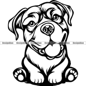 Cane Corso Sitting Dog Smiling Puppy Face Head Pet Breed Begging Rottweiler Pitbull Mastiff Great Dane Art Logo Tattoo Design SVG PNG Cut