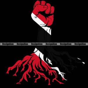 Trinidad And Tobago Trinidadian Flag Fist Hand Family Roots Born Proud Country Caribbean Island Tattoo Logo Color Design SVG PNG Cut File