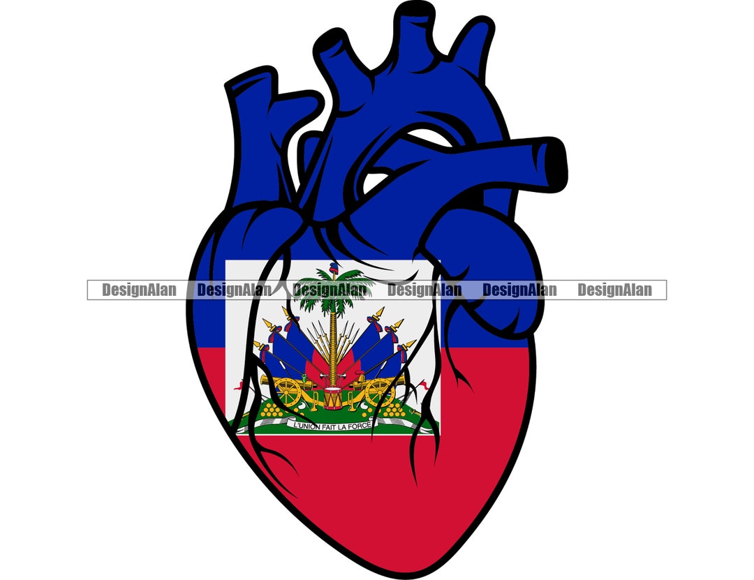 Haiti Haitian Creole Human Heart Flag Power Ethnic People Proud Travel  Caribbean Nation Country Tattoo Logo Color Design SVG PNG JPG Cut - Etsy