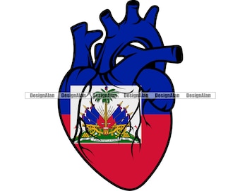 Haiti Creolo haitiano Cuore umano Bandiera Potere Persone etniche Viaggio orgoglioso Nazione caraibica Paese Tatuaggio Logo Colore Design SVG PNG JPG Taglio